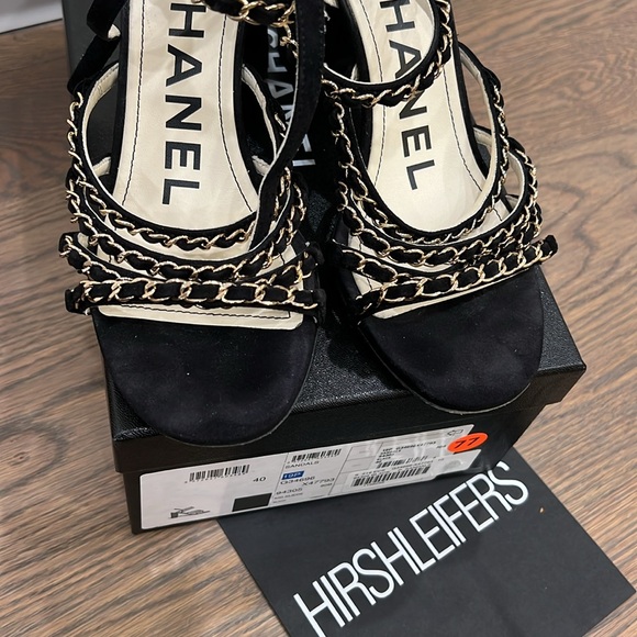 Authentic black suede Chanel sandals. 19p collection.  Purchased at Hirshleifers - Picture 8 of 9